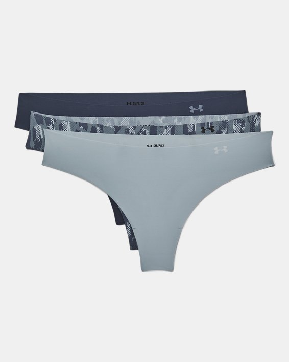 Women's UA Pure Stretch Thong 3-Pack in Gray image number 2
